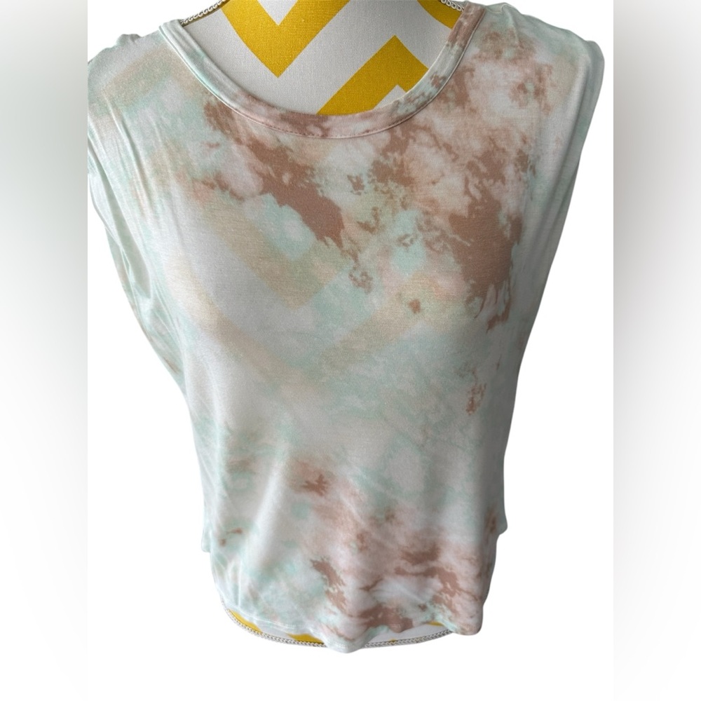 Women's Tie-Dye Top - Cream and Brown